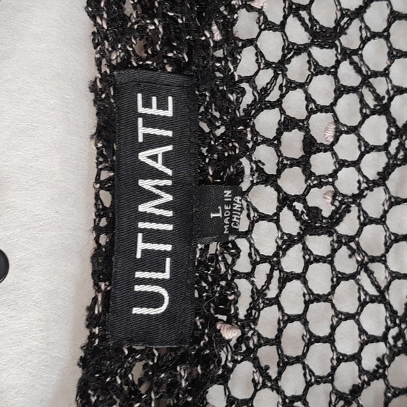 Ultimate Sheer Black Net Women's Short Sleeve Overlay Top Large - Picture 5 of 5